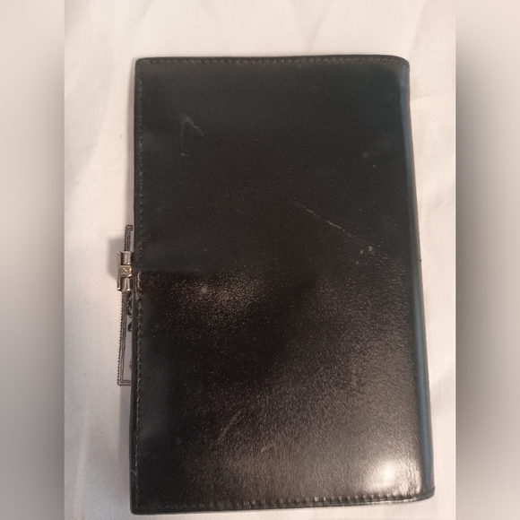 PRADA Double hook Bi fold Wallet Silver Hardware Unisex Leather Black - Picture 4 of 14